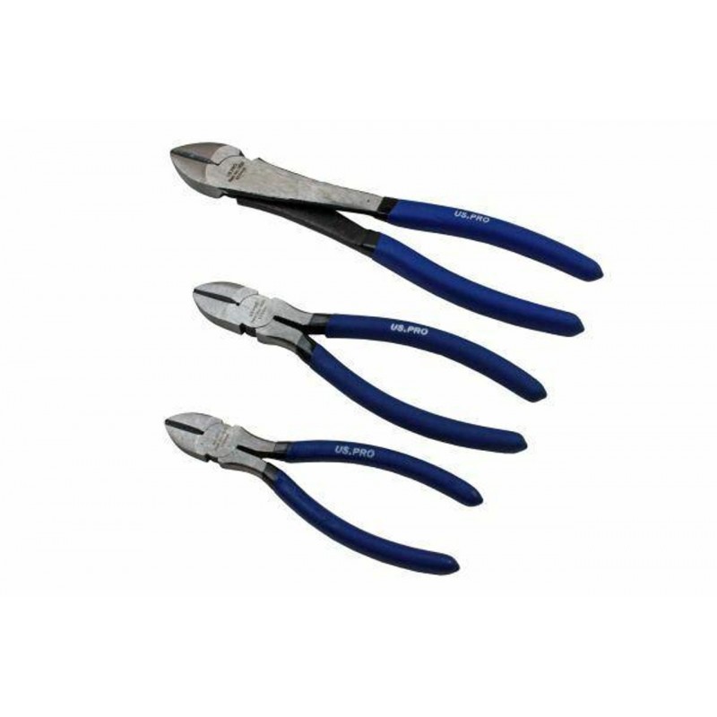 US PRO 3pc Diagonal Side Cutting Plier Set 6", 8", 10" 1820